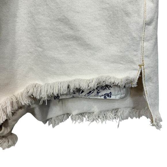 Free People SZ 8 Sunkissed Jean Overalls Zip-Front Frayed Hems Beige We the Free - Picture 5 of 12